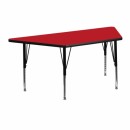 Flash Furniture 24''W x 48''L Trapezoid Activity Table with 1.25'' Thick High Pressure Red Laminate Top and Height Adjustable Pre-School Legs [XU-A2448-TRAP-RED-H-P-GG] width=