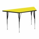Flash Furniture 24''W x 48''L Trapezoid Activity Table with 1.25'' Thick High Pressure Yellow Laminate Top and Standard Height Adjustable Legs [XU-A2448-TRAP-YEL-H-A-GG] width=