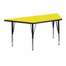 Flash Furniture 24''W x 48''L Trapezoid Activity Table with 1.25'' Thick High Pressure Yellow Laminate Top and Height Adjustable Pre-School Legs [XU-A2448-TRAP-YEL-H-P-GG] width=
