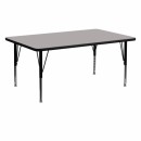 Flash Furniture 24''W x 60''L Rectangular Activity Table with 1.25'' Thick High Pressure Grey Laminate Top and Height Adjustable Pre-School Legs [XU-A2460-REC-GY-H-P-GG] width=