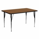Flash Furniture 24''W x 60''L Rectangular Activity Table with 1.25'' Thick High Pressure Oak Laminate Top and Standard Height Adjustable Legs [XU-A2460-REC-OAK-H-A-GG] width=