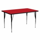 Flash Furniture 24''W x 60''L Rectangular Activity Table with 1.25'' Thick High Pressure Red Laminate Top and Standard Height Adjustable Legs [XU-A2460-REC-RED-H-A-GG] width=