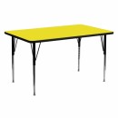 Flash Furniture 24''W x 60''L Rectangular Activity Table with 1.25'' Thick High Pressure Yellow Laminate Top and Standard Height Adjustable Legs [XU-A2460-REC-YEL-H-A-GG] width=