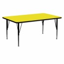Flash Furniture 24''W x 60''L Rectangular Activity Table with 1.25'' Thick High Pressure Yellow Laminate Top and Height Adjustable Pre-School Legs [XU-A2460-REC-YEL-H-P-GG] width=