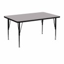 Flash Furniture 30''W x 48''L Rectangular Activity Table with Grey Thermal Fused Laminate Top and Height Adjustable Pre-School Legs [XU-A3048-REC-GY-T-P-GG] width=