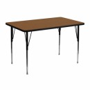 Flash Furniture 30''W x 48''L Rectangular Activity Table with 1.25'' Thick High Pressure Oak Laminate Top and Standard Height Adjustable Legs [XU-A3048-REC-OAK-H-A-GG] width=
