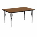 Flash Furniture 30''W x 48''L Rectangular Activity Table with 1.25'' Thick High Pressure Oak Laminate Top and Height Adjustable Pre-School Legs [XU-A3048-REC-OAK-H-P-GG] width=