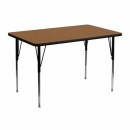 Flash Furniture 30''W x 48''L Rectangular Activity Table with Oak Thermal Fused Laminate Top and Standard Height Adjustable Legs [XU-A3048-REC-OAK-T-A-GG] width=