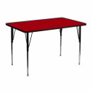Flash Furniture 30''W x 48''L Rectangular Activity Table with Red Thermal Fused Laminate Top and Standard Height Adjustable Legs [XU-A3048-REC-RED-T-A-GG] width=