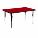 Flash Furniture 30''W x 48''L Rectangular Activity Table with Red Thermal Fused Laminate Top and Height Adjustable Pre-School Legs [XU-A3048-REC-RED-T-P-GG] width=