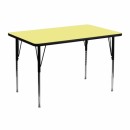 Flash Furniture 30''W x 48''L Rectangular Activity Table with Yellow Thermal Fused Laminate Top and Standard Height Adjustable Legs [XU-A3048-REC-YEL-T-A-GG] width=