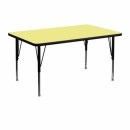 Flash Furniture 30''W x 48''L Rectangular Activity Table with Yellow Thermal Fused Laminate Top and Height Adjustable Pre-School Legs [XU-A3048-REC-YEL-T-P-GG] width=
