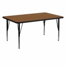 Flash Furniture 30''W x 60''L Rectangular Activity Table with 1.25'' Thick High Pressure Oak Laminate Top and Height Adjustable Pre-School Legs [XU-A3060-REC-OAK-H-P-GG] width=