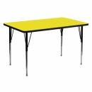 Flash Furniture 30''W x 60''L Rectangular Activity Table with 1.25'' Thick High Pressure Yellow Laminate Top and Standard Height Adjustable Legs [XU-A3060-REC-YEL-H-A-GG] width=