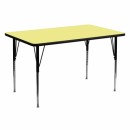 Flash Furniture 30''W x 60''L Rectangular Activity Table with Yellow Thermal Fused Laminate Top and Standard Height Adjustable Legs [XU-A3060-REC-YEL-T-A-GG] width=