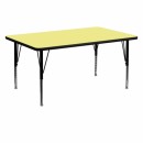 Flash Furniture 30''W x 60''L Rectangular Activity Table with Yellow Thermal Fused Laminate Top and Height Adjustable Pre-School Legs [XU-A3060-REC-YEL-T-P-GG] width=