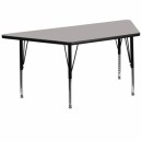 Flash Furniture 30''W x 60''L Trapezoid Activity Table with 1.25'' Thick High Pressure Grey Laminate Top and Height Adjustable Pre-School Legs [XU-A3060-TRAP-GY-H-P-GG] width=