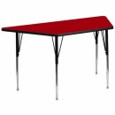 Flash Furniture 30''W x 60''L Trapezoid Activity Table with Red Thermal Fused Laminate Top and Standard Height Adjustable Legs [XU-A3060-TRAP-RED-T-A-GG] width=