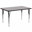 Flash Furniture 30''W x 72''L Rectangular Activity Table with Grey Thermal Fused Laminate Top and Standard Height Adjustable Legs [XU-A3072-REC-GY-T-A-GG] width=