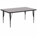 Flash Furniture 30''W x 72''L Rectangular Activity Table with Grey Thermal Fused Laminate Top and Height Adjustable Pre-School Legs [XU-A3072-REC-GY-T-P-GG] width=