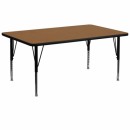 Flash Furniture 30''W x 72''L Rectangular Activity Table with Oak Thermal Fused Laminate Top and Height Adjustable Pre-School Legs [XU-A3072-REC-OAK-T-P-GG] width=