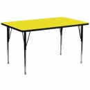 Flash Furniture 30''W x 72''L Rectangular Activity Table with 1.25'' Thick High Pressure Yellow Laminate Top and Standard Height Adjustable Legs [XU-A3072-REC-YEL-H-A-GG] width=