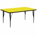 Flash Furniture 30''W x 72''L Rectangular Activity Table with 1.25'' Thick High Pressure Yellow Laminate Top and Height Adjustable Pre-School Legs [XU-A3072-REC-YEL-H-P-GG] width=