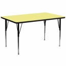 Flash Furniture 30''W x 72''L Rectangular Activity Table with Yellow Thermal Fused Laminate Top and Standard Height Adjustable Legs [XU-A3072-REC-YEL-T-A-GG] width=