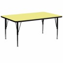 Flash Furniture 30''W x 72''L Rectangular Activity Table with Yellow Thermal Fused Laminate Top and Height Adjustable Pre-School Legs [XU-A3072-REC-YEL-T-P-GG] width=