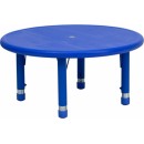 Flash Furniture 33'' Round Height Adjustable Blue Plastic Activity Table [YU-YCX-007-2-ROUND-TBL-BLUE-GG] width=