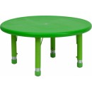 Flash Furniture 33'' Round Height Adjustable Green Plastic Activity Table [YU-YCX-007-2-ROUND-TBL-GREEN-GG] width=