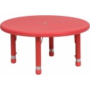 Flash Furniture 33'' Round Height Adjustable Red Plastic Activity Table [YU-YCX-007-2-ROUND-TBL-RED-GG] width=
