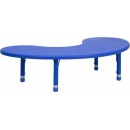 Flash Furniture 35''W x 65''L Height Adjustable Half-Moon Blue Plastic Activity Table [YU-YCX-004-2-MOON-TBL-BLUE-GG] width=