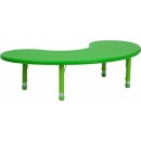 Flash Furniture 35''W x 65''L Height Adjustable Half-Moon Green Plastic Activity Table [YU-YCX-004-2-MOON-TBL-GREEN-GG] width=