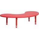 Flash Furniture 35''W x 65''L Height Adjustable Half-Moon Red Plastic Activity Table [YU-YCX-004-2-MOON-TBL-RED-GG] width=