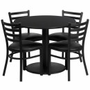 Flash Furniture 36'' Round Black Laminate Table Set with 4 Ladder Back Metal Chairs - Black Vinyl Seat [RSRB1029-GG] width=