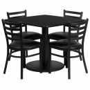 Flash Furniture 36'' Square Black Laminate Table Set with 4 Ladder Back Metal Chairs - Black Vinyl Seat [RSRB1013-GG] width=