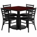 Flash Furniture 36'' Square Mahogany Laminate Table Set with 4 Ladder Back Metal Chairs - Black Vinyl Seat [RSRB1014-GG] width=