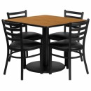 Flash Furniture 36'' Square Natural Laminate Table Set with 4 Ladder Back Metal Chairs - Black Vinyl Seat [RSRB1015-GG] width=