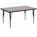 Flash Furniture 36''W x 72''L Rectangular Activity Table with 1.25'' Thick High Pressure Grey Laminate Top and Height Adjustable Pre-School Legs [XU-A3672-REC-GY-H-P-GG] width=
