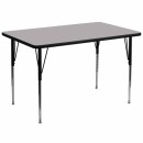 Flash Furniture 36''W x 72''L Rectangular Activity Table with Grey Thermal Fused Laminate Top and Standard Height Adjustable Legs [XU-A3672-REC-GY-T-A-GG] width=