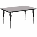 Flash Furniture 36''W x 72''L Rectangular Activity Table with Grey Thermal Fused Laminate Top and Height Adjustable Pre-School Legs [XU-A3672-REC-GY-T-P-GG] width=