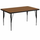 Flash Furniture 36''W x 72''L Rectangular Activity Table with 1.25'' Thick High Pressure Oak Laminate Top and Height Adjustable Pre-School Legs [XU-A3672-REC-OAK-H-P-GG] width=