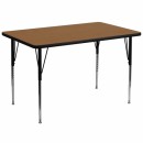 Flash Furniture 36''W x 72''L Rectangular Activity Table with Oak Thermal Fused Laminate Top and Standard Height Adjustable Legs [XU-A3672-REC-OAK-T-A-GG] width=
