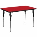 Flash Furniture 36''W x 72''L Rectangular Activity Table with 1.25'' Thick High Pressure Red Laminate Top and Standard Height Adjustable Legs [XU-A3672-REC-RED-H-A-GG] width=