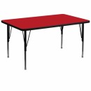 Flash Furniture 36''W x 72''L Rectangular Activity Table with 1.25'' Thick High Pressure Red Laminate Top and Height Adjustable Pre-School Legs [XU-A3672-REC-RED-H-P-GG] width=