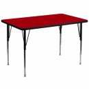 Flash Furniture 36''W x 72''L Rectangular Activity Table with Red Thermal Fused Laminate Top and Standard Height Adjustable Legs [XU-A3672-REC-RED-T-A-GG] width=