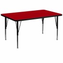 Flash Furniture36''W x 72''L Rectangular Activity Table with Red Thermal Fused Laminate Top and Height Adjustable Pre-School Legs [XU-A3672-REC-RED-T-P-GG] width=