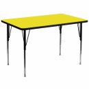 Flash Furniture 36''W x 72''L Rectangular Activity Table with 1.25'' Thick High Pressure Yellow Laminate Top and Standard Height Adjustable Legs [XU-A3672-REC-YEL-H-A-GG] width=