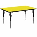 Flash Furniture 36''W x 72''L Rectangular Activity Table with 1.25'' Thick High Pressure Yellow Laminate Top and Height Adjustable Pre-School Legs [XU-A3672-REC-YEL-H-P-GG] width=